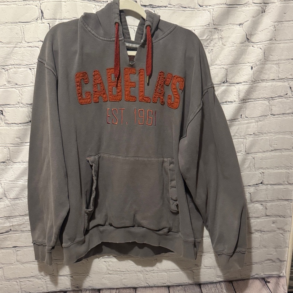 Cabela's Men's Distrssed Gray Hoodie Sweatshirt XL